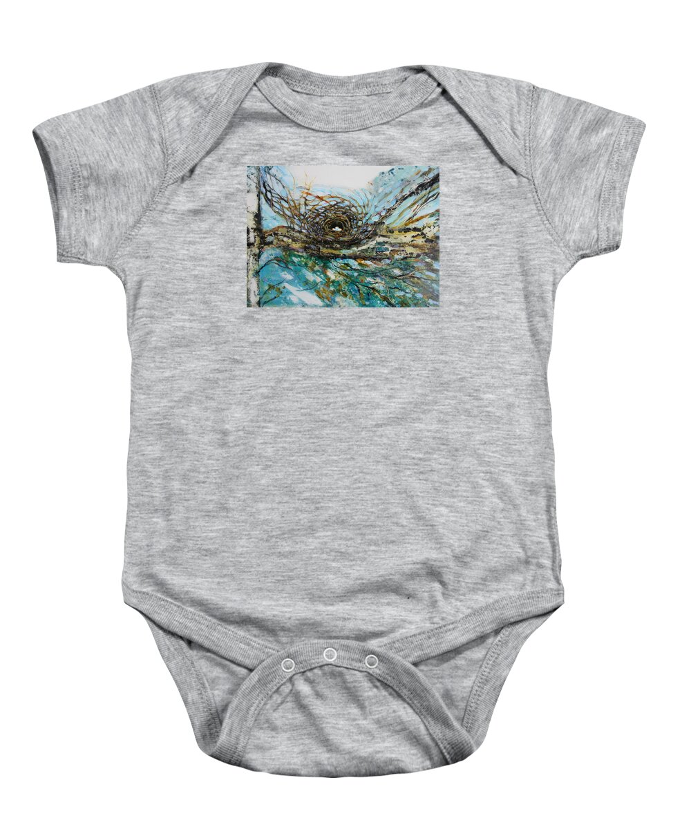 Landscape Baby Onesie featuring the painting The Golden Nest by Christiane Kingsley