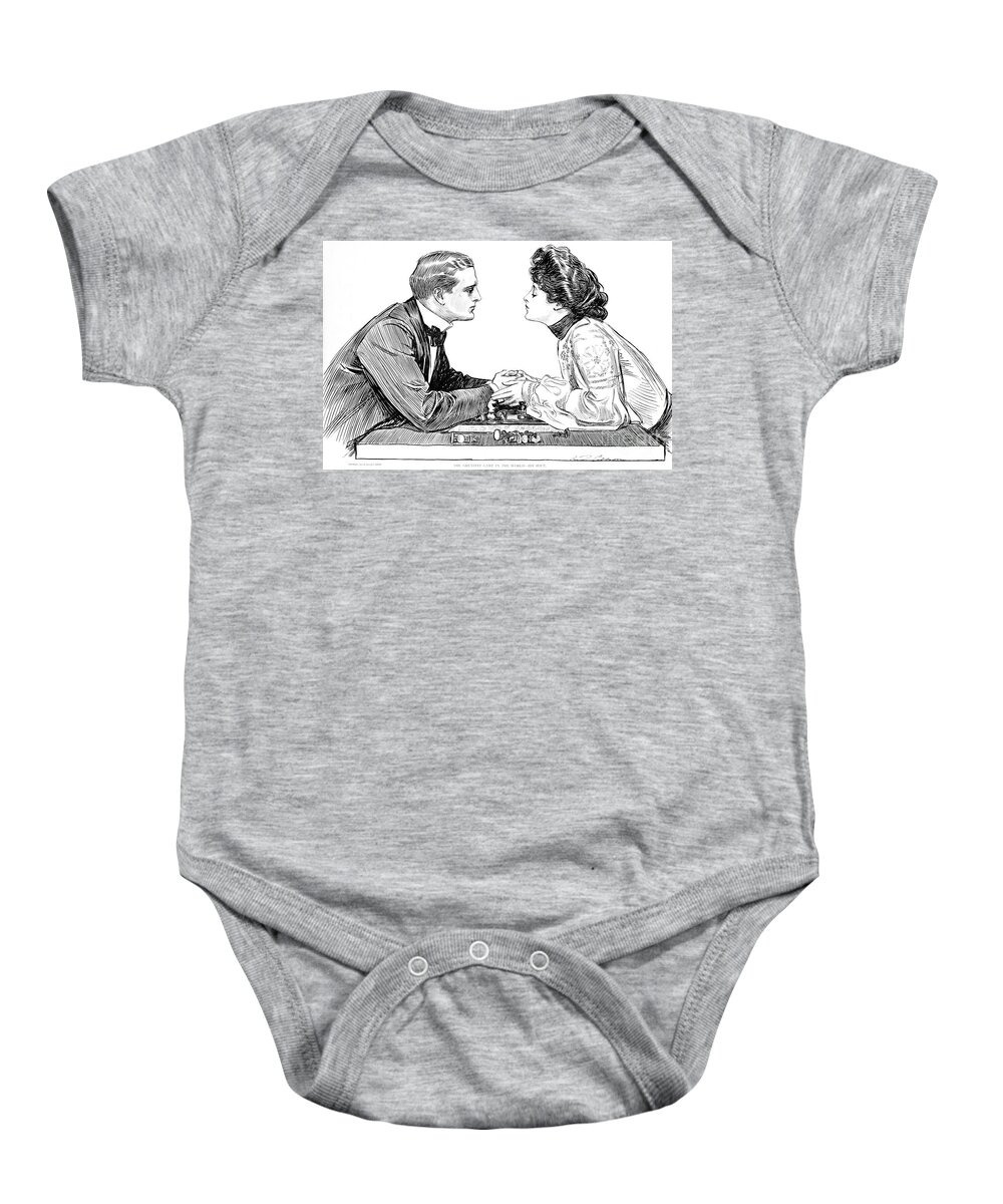 Greatest Baby Onesie featuring the drawing The Greatest Game in the World His Move by Charles Dana Gibson