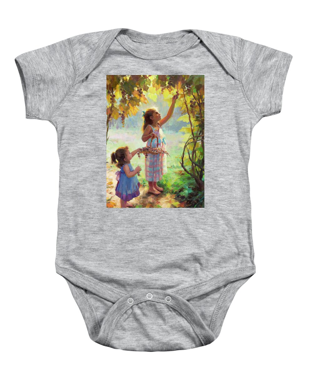 Vineyard Baby Onesie featuring the painting The Harvesters by Steve Henderson