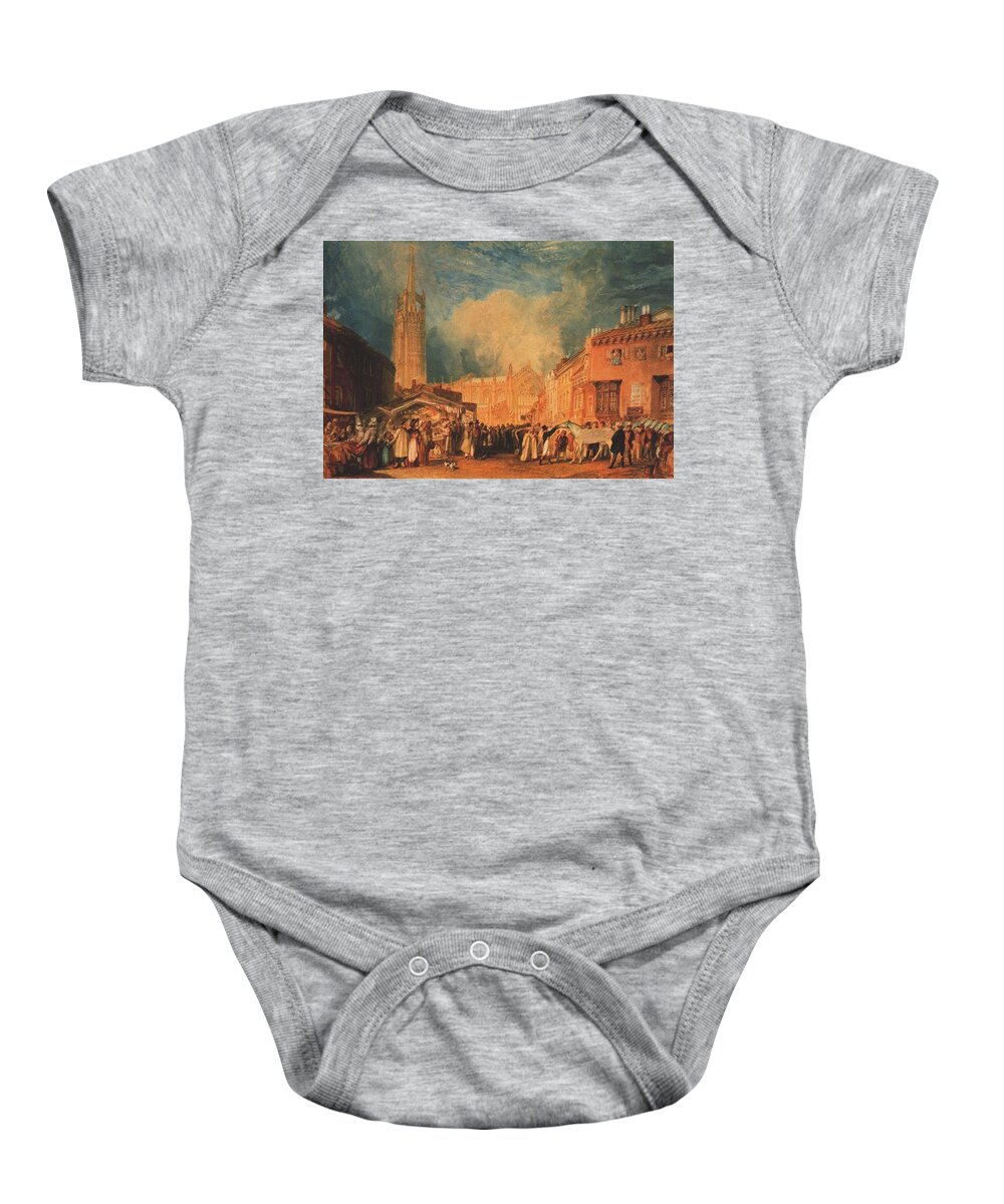 Turner Baby Onesie featuring the painting The Horse Fair by Pam Neilands