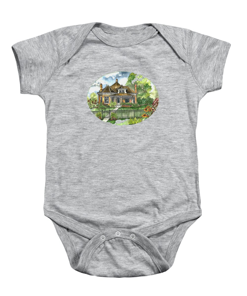 Victorian House Baby Onesie featuring the painting The House on Spring Lane by Shelley Wallace Ylst