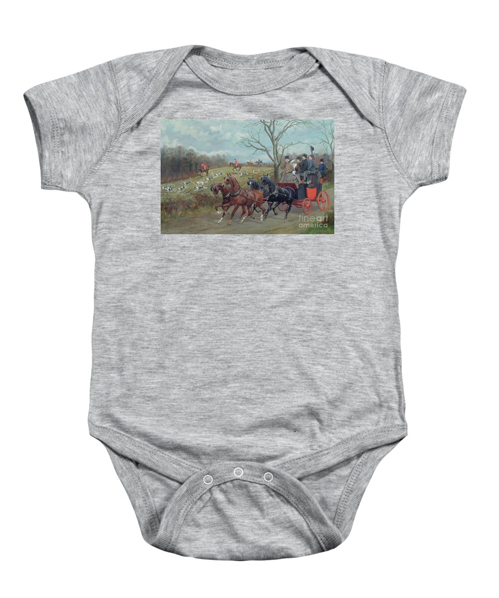 Hunting Baby Onesie featuring the painting The Kill by George Derville Rowlandson