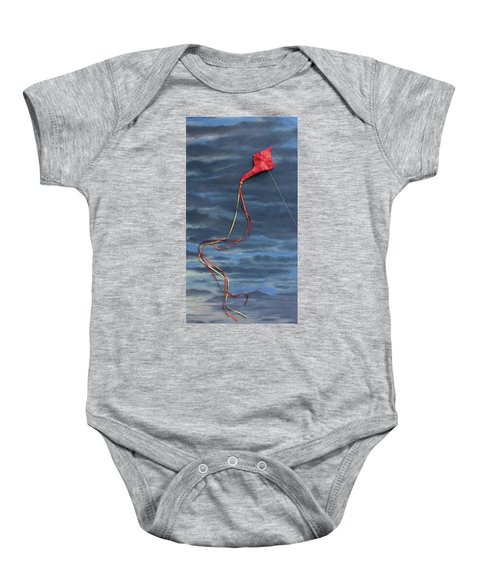 Kite Baby Onesie featuring the mixed media The Kite by Marg Wolf