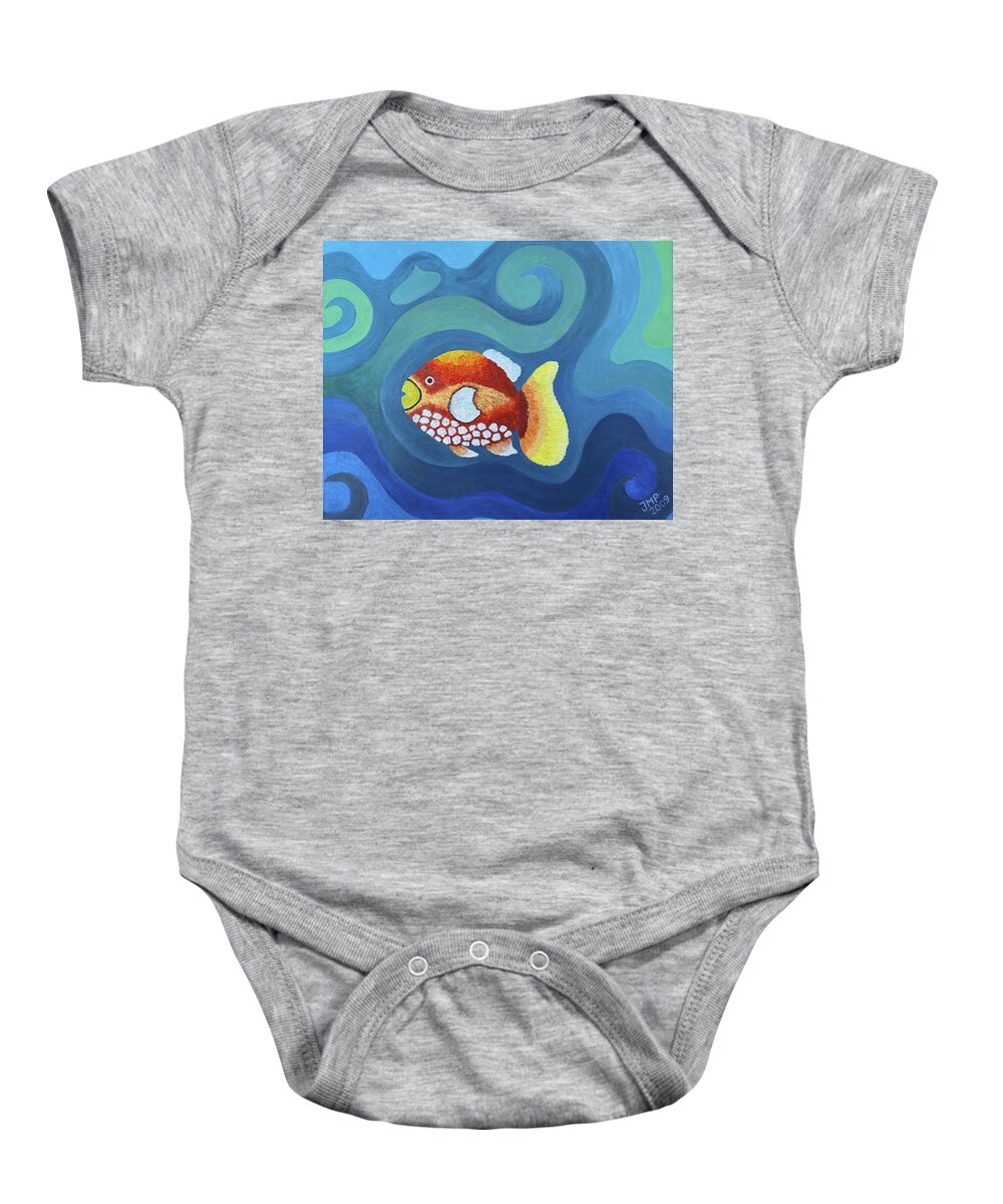 Acrylic Baby Onesie featuring the painting The Last Fish by Jutta Maria Pusl