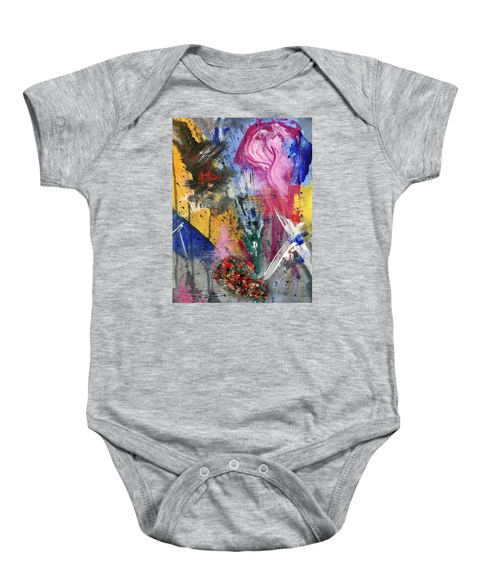 Painting Baby Onesie featuring the painting The Last Rose by Laura Jaffe