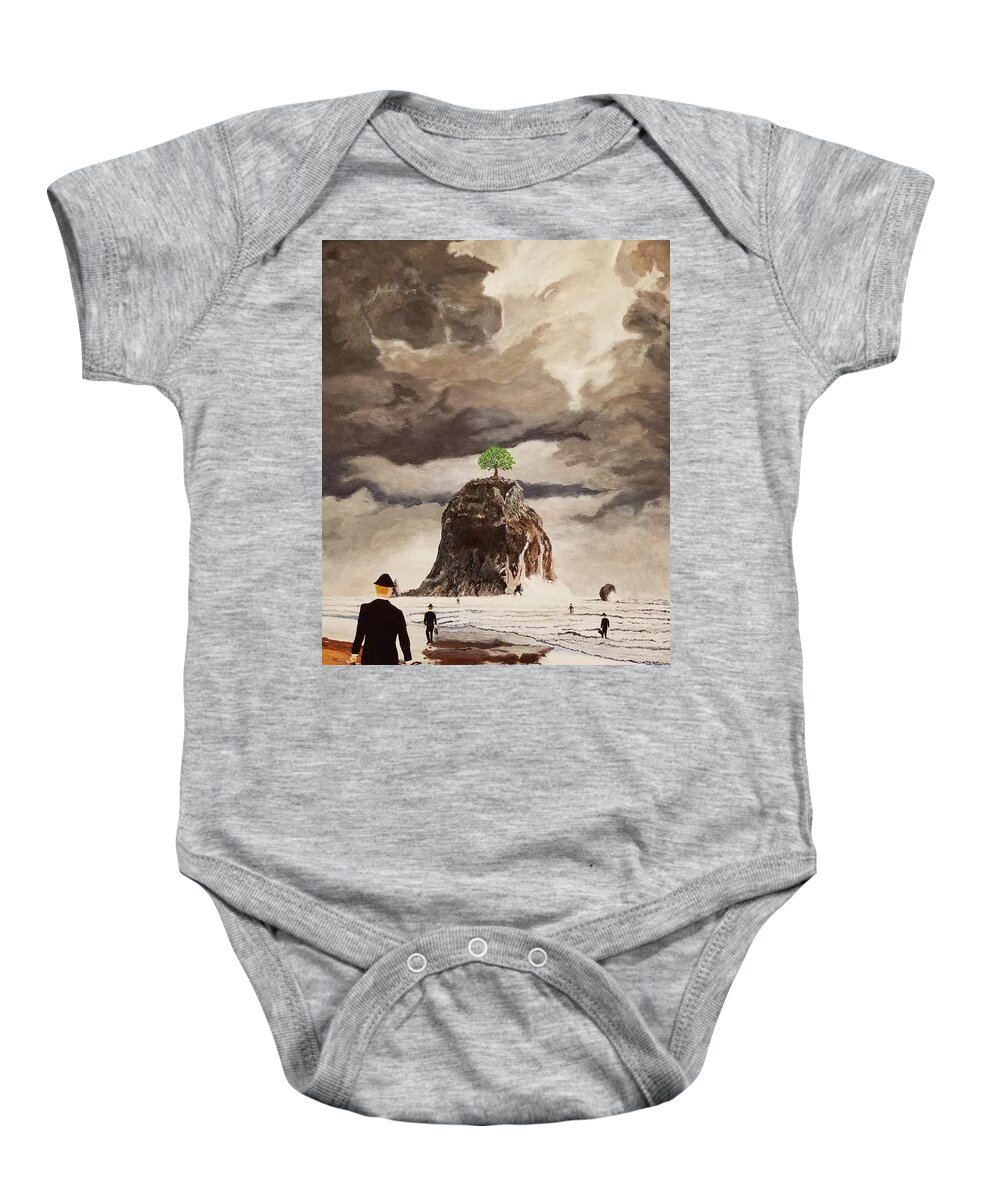 Surrealism Baby Onesie featuring the painting The Last Tree by Thomas Blood