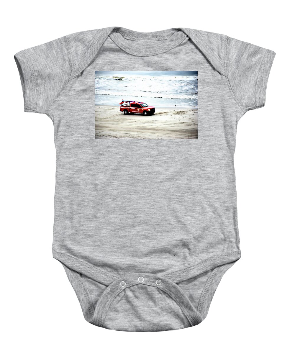 Lifeguard Baby Onesie featuring the photograph The Lifeguard Truck by Gina O'Brien