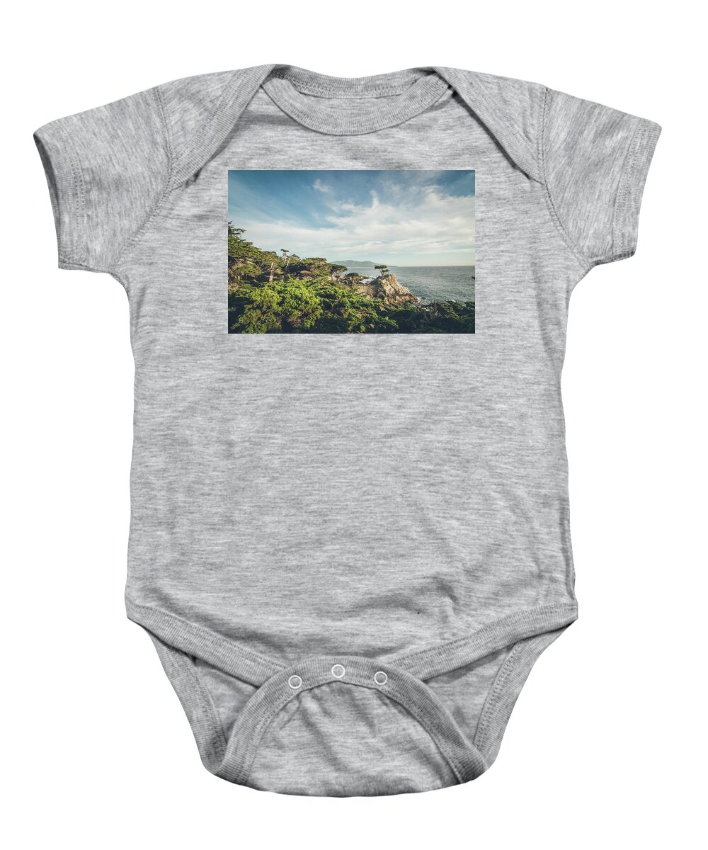 Landscape Baby Onesie featuring the photograph The Lone Cypress by Margaret Pitcher