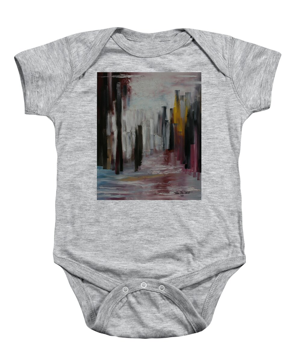 The Long Run Baby Onesie featuring the painting The long Run by Obi-Tabot Tabe