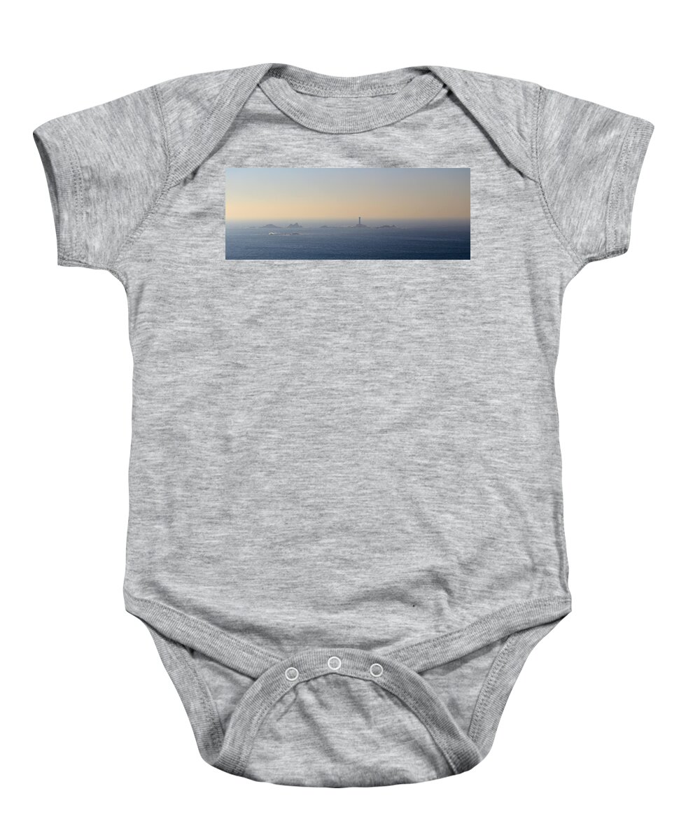 Lighthouse Baby Onesie featuring the photograph The Longships Lighthouse Cornwall by Tony Mills