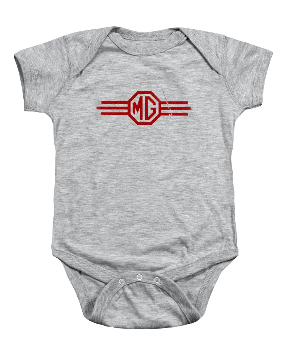 Mg Baby Onesie featuring the photograph The MG Sign by Mark Rogan