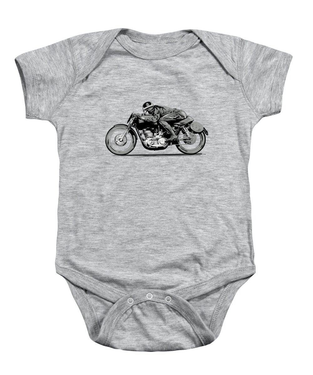 Motorcycle Baby Onesie featuring the drawing The Motorcycle Dust Devil by Mark Rogan