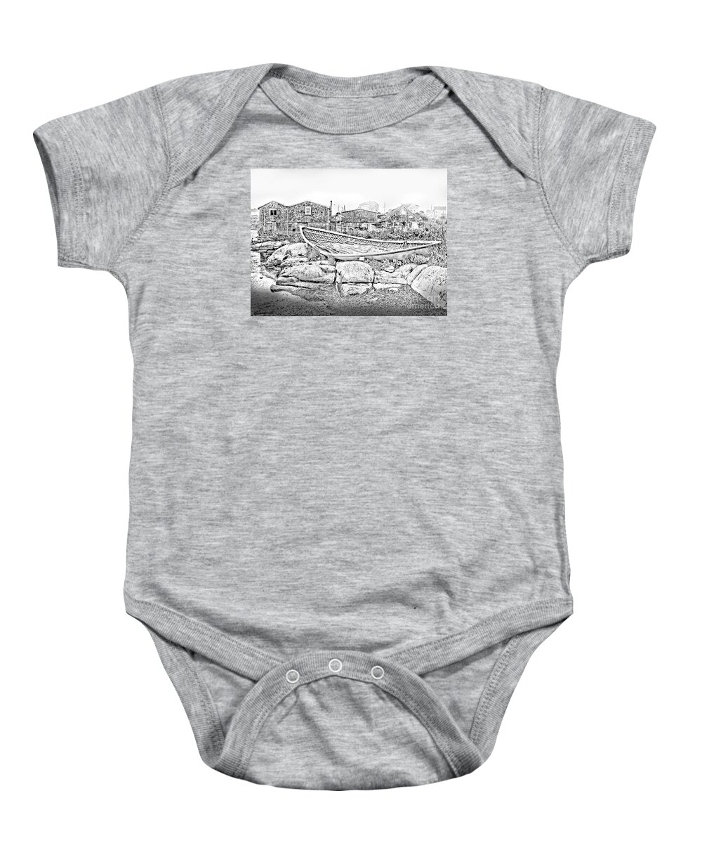 Peggy's Cove Baby Onesie featuring the photograph The Old Boat At Peggy's Cove by Pat Davidson
