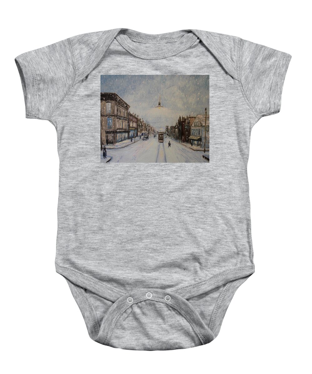 Christmas Card Baby Onesie featuring the painting The Old Reliable Lines by Daniel W Green