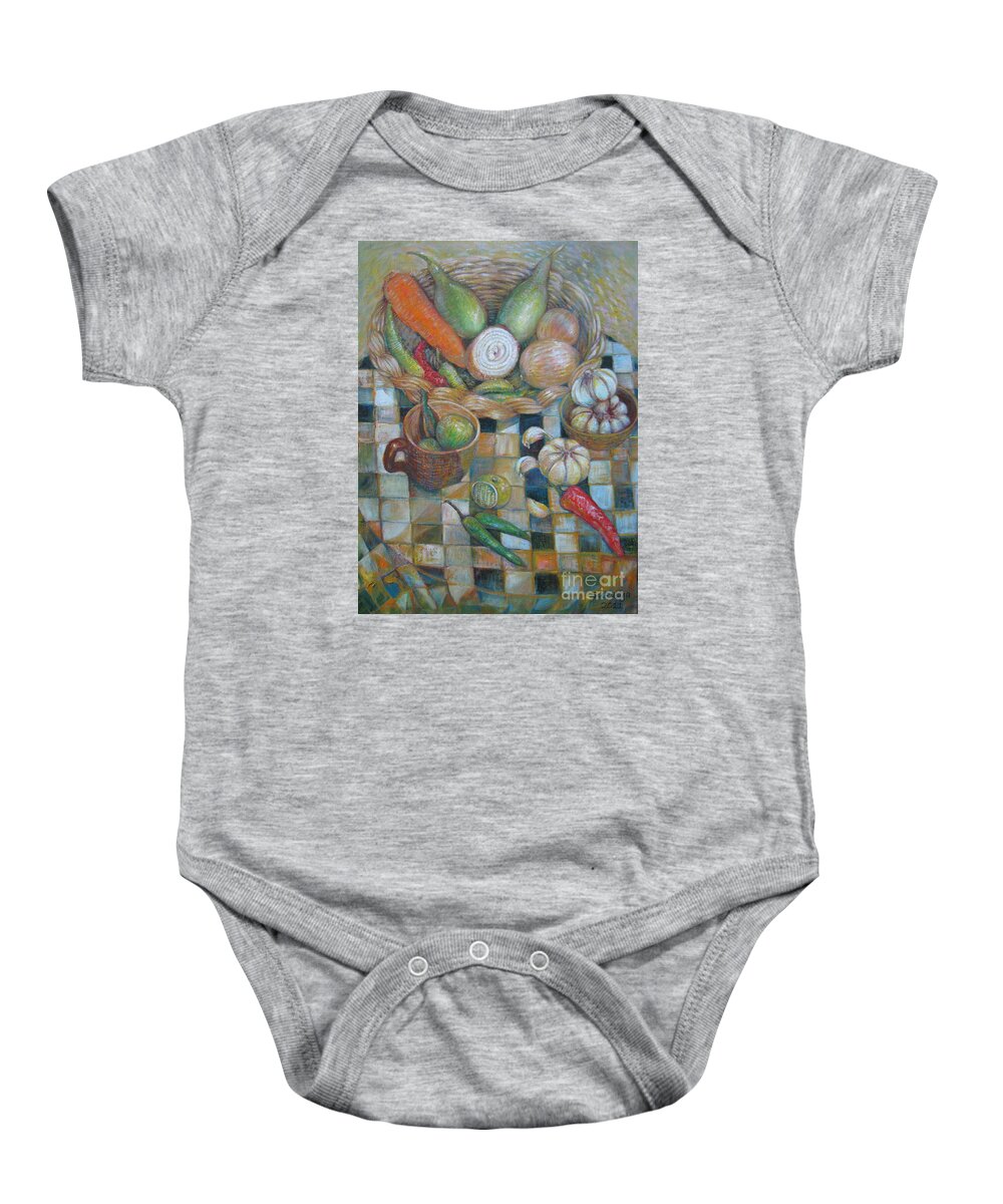 Orange Baby Onesie featuring the painting The Orange and The Green by Sukalya Chearanantana