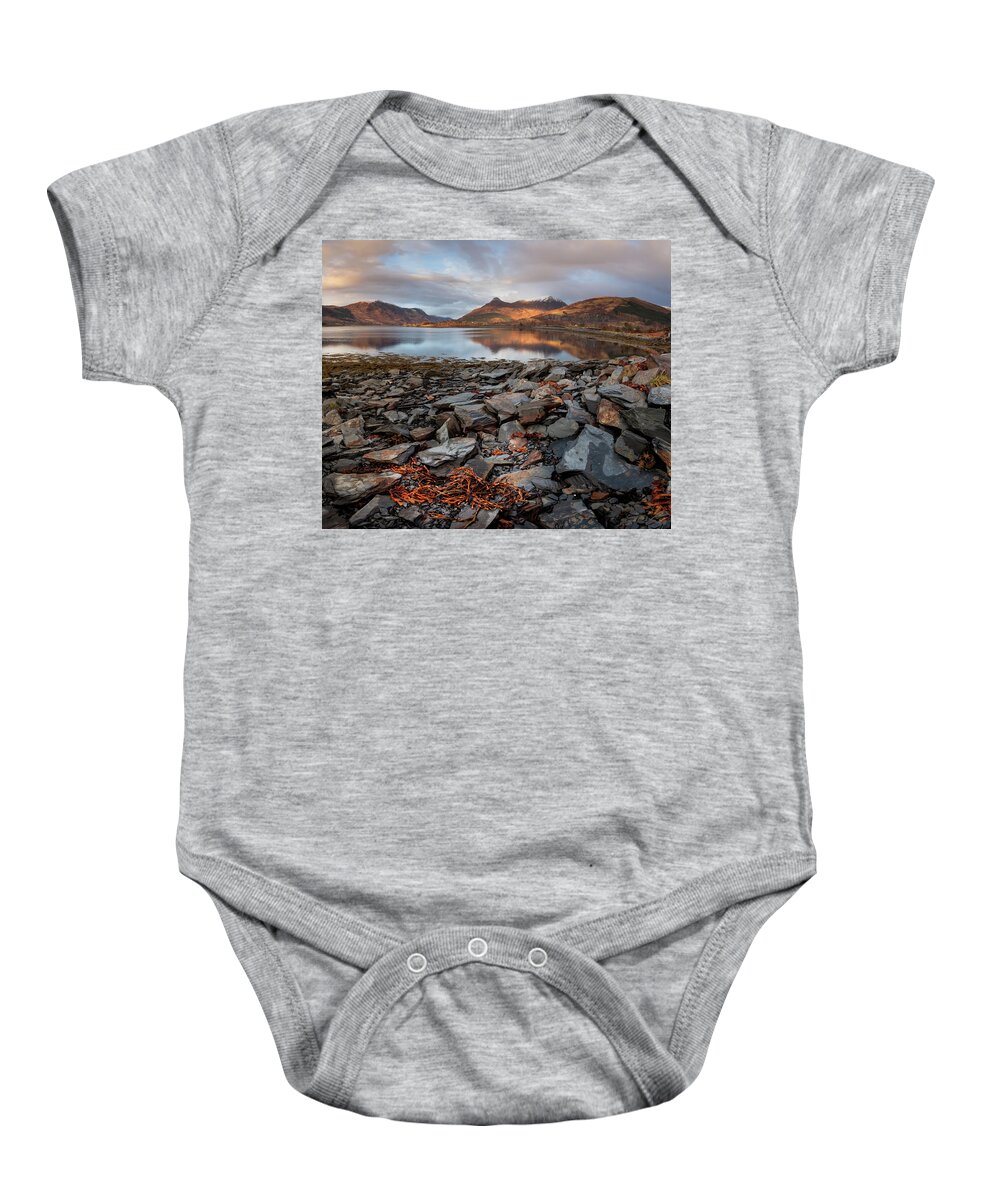 Pap Of Glencoe Baby Onesie featuring the photograph The Pap Of Glencoe, Loch Leven, Panorama by Anita Nicholson
