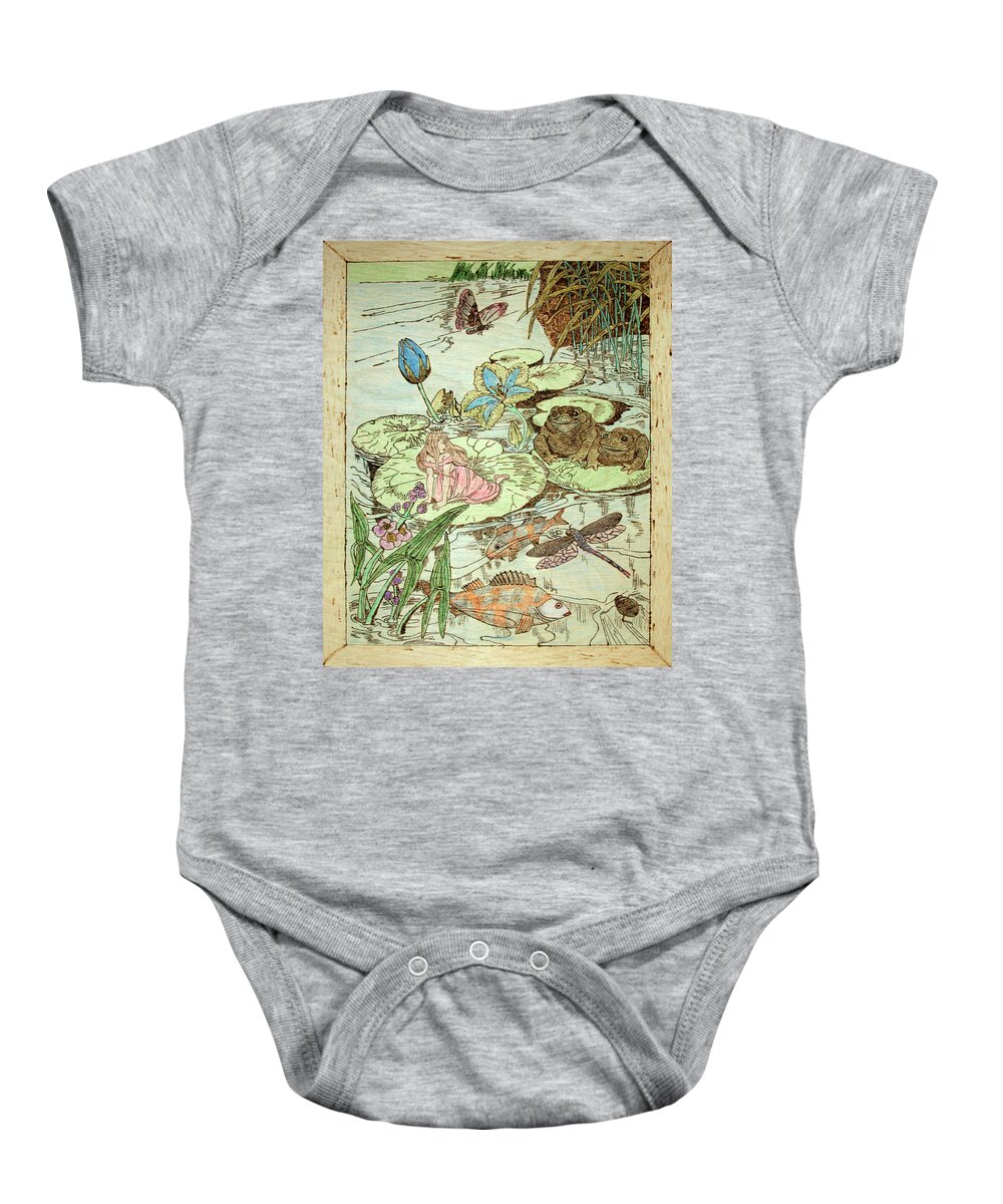  Baby Onesie featuring the pyrography The Princess and the Frogs by David Yocum