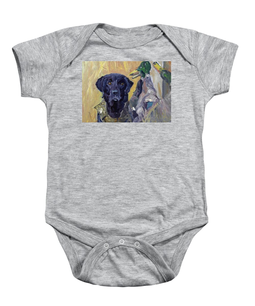 Ducks Baby Onesie featuring the painting The Prize by Sheila Wedegis