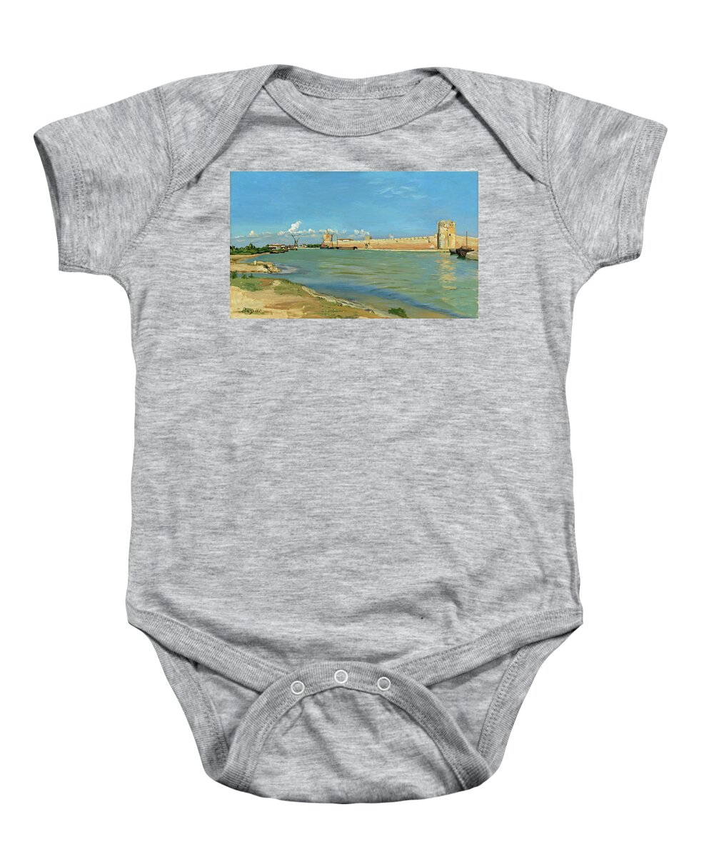 Artist Baby Onesie featuring the painting The Ramparts at Aigues Mortes by Frederic Bazille