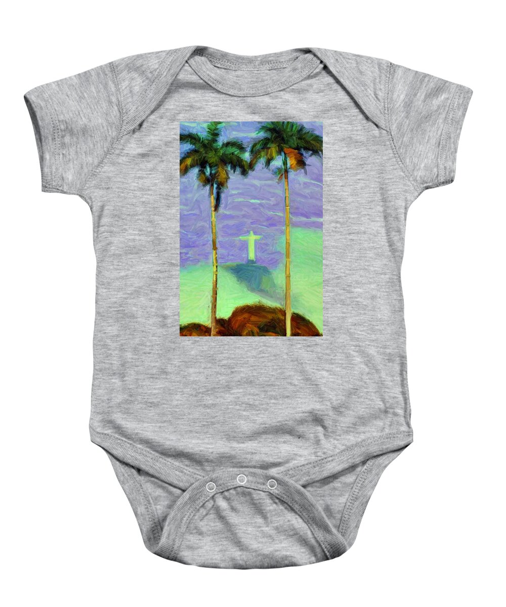 Jesus Christ Baby Onesie featuring the digital art The Redeemer by Caito Junqueira