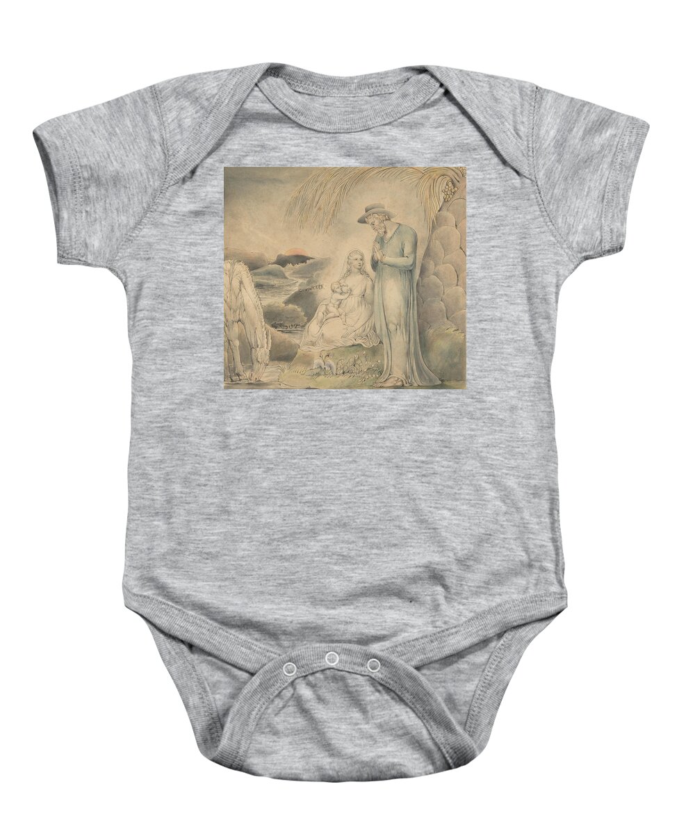 English Art Baby Onesie featuring the drawing The Rest on the Flight into Egypt by William Blake