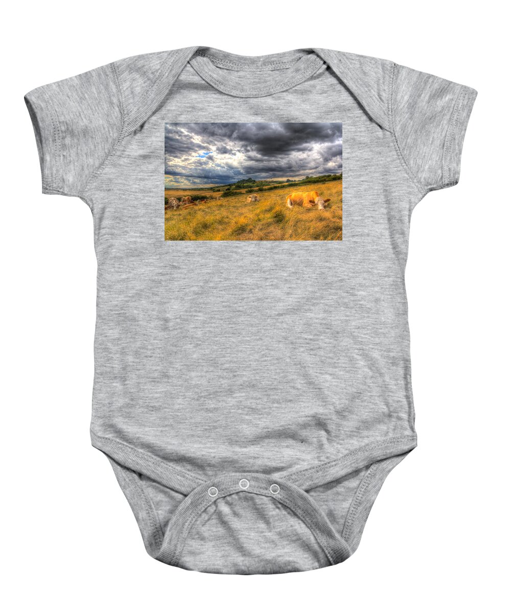 Cows Baby Onesie featuring the photograph The Resting Cows by David Pyatt
