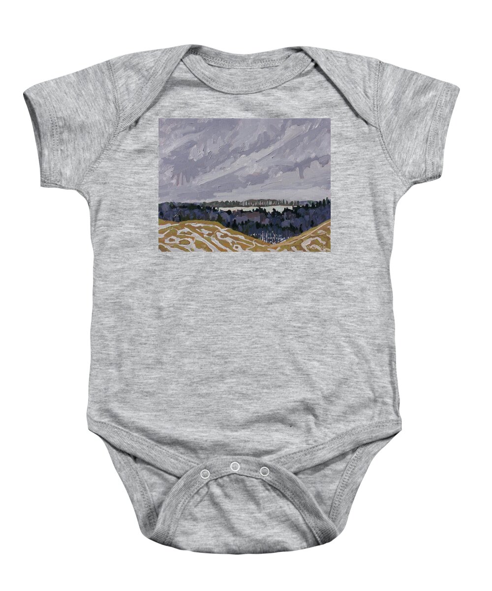 871 Baby Onesie featuring the painting The See-Through Forest by Phil Chadwick