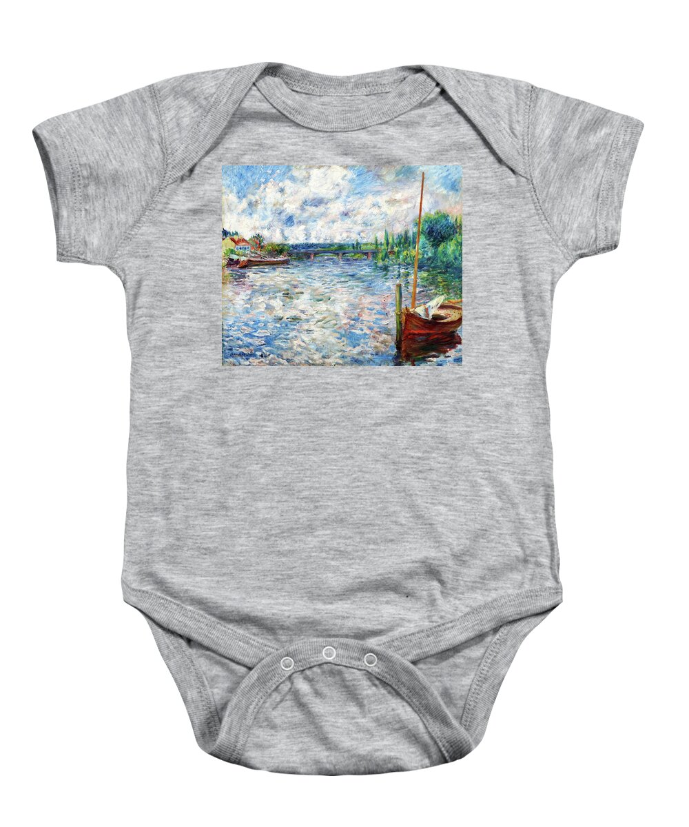 The Seine At Chatou Baby Onesie featuring the painting The Seine At Chatou by Pierre Auguste Renoir 1874 by Movie Poster Prints