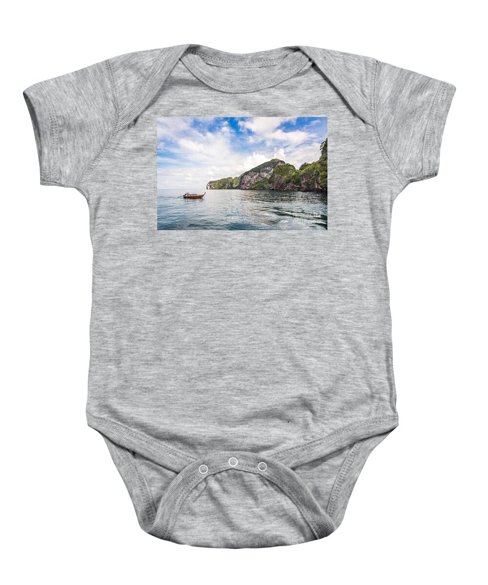 Koh Kradan Baby Onesie featuring the photograph The stunning Koh Mook in the Trang island by Didier Marti