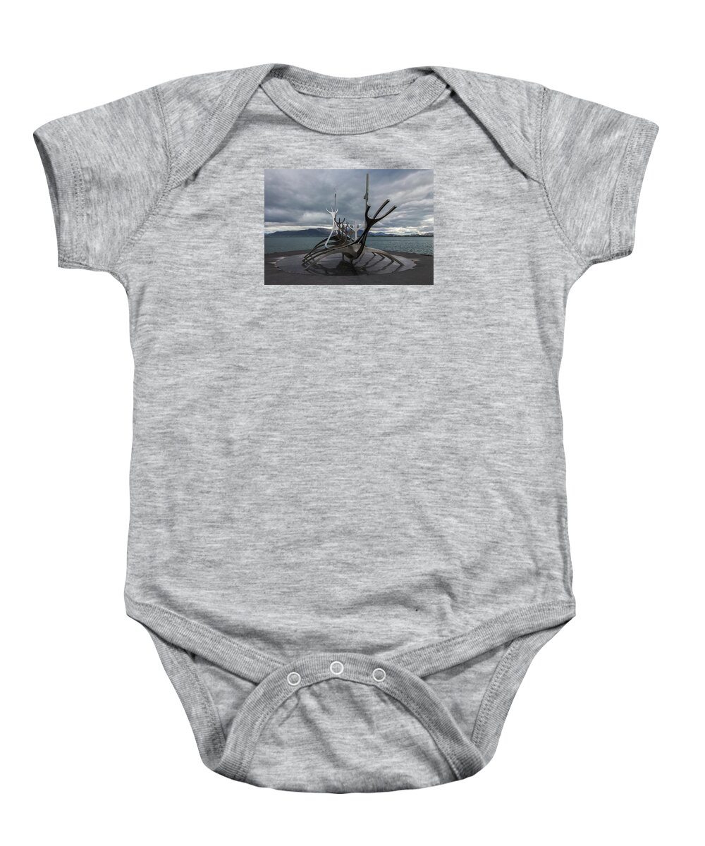 Reykjavik Baby Onesie featuring the photograph The Sun Voyager, Reykjavik, Iceland by Venetia Featherstone-Witty