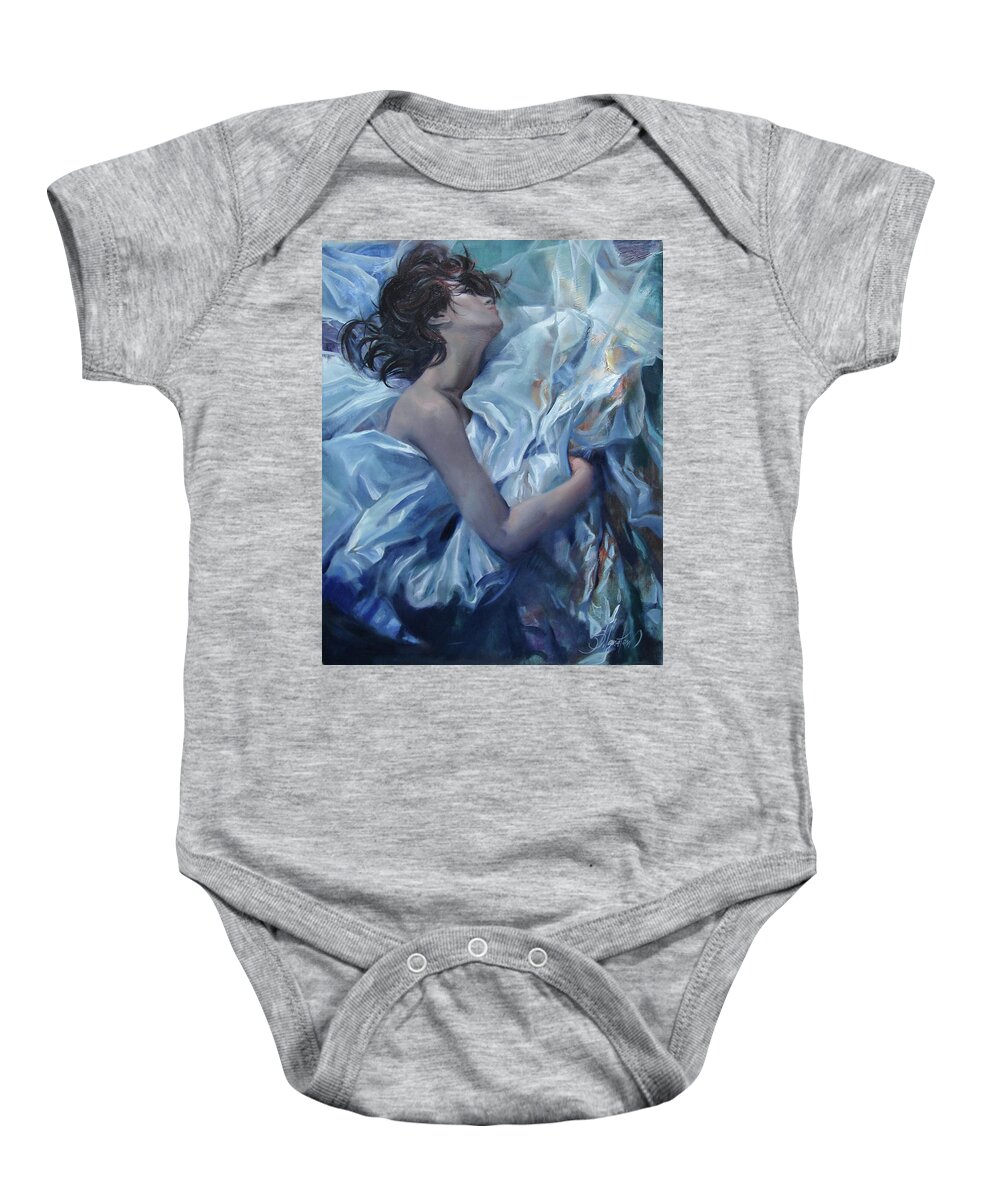 Ignatenko Baby Onesie featuring the painting The waiting for the spring by Sergey Ignatenko