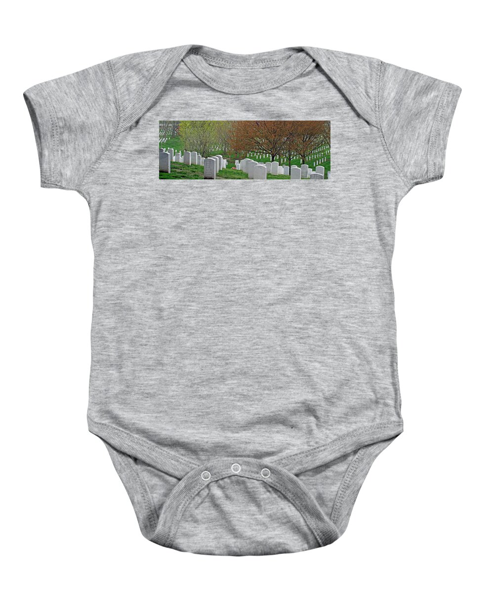  Baby Onesie featuring the photograph The White Tombstones Of Arlington by Cora Wandel