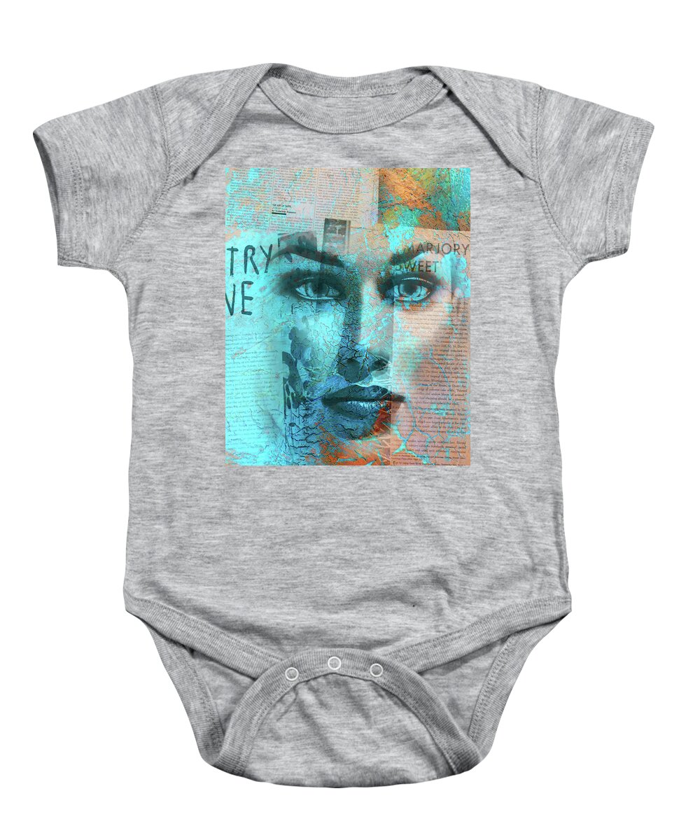 Letter Baby Onesie featuring the digital art The woman behind the letters by Gabi Hampe