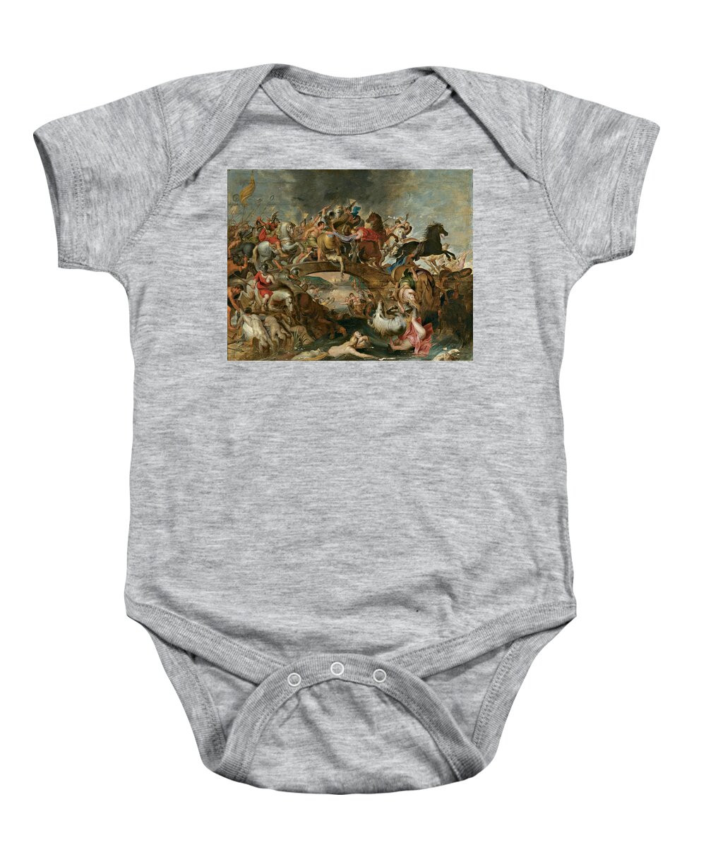 After Peter Paul Rubens Baby Onesie featuring the painting Theseus leading the Athenian Soldiers against the Amazons by After Peter Paul Rubens