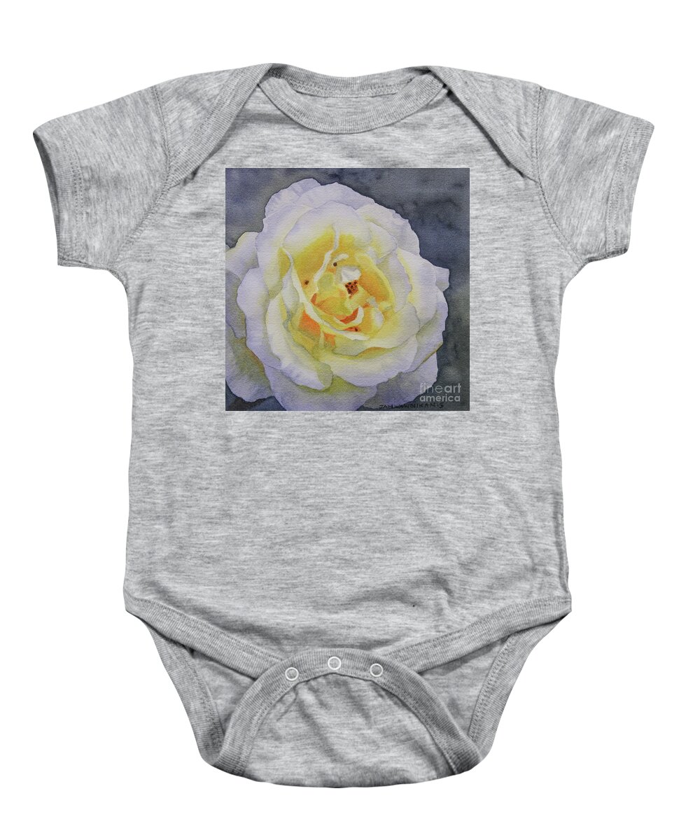 Jan Lawnikanis Baby Onesie featuring the painting Thinking Of You by Jan Lawnikanis