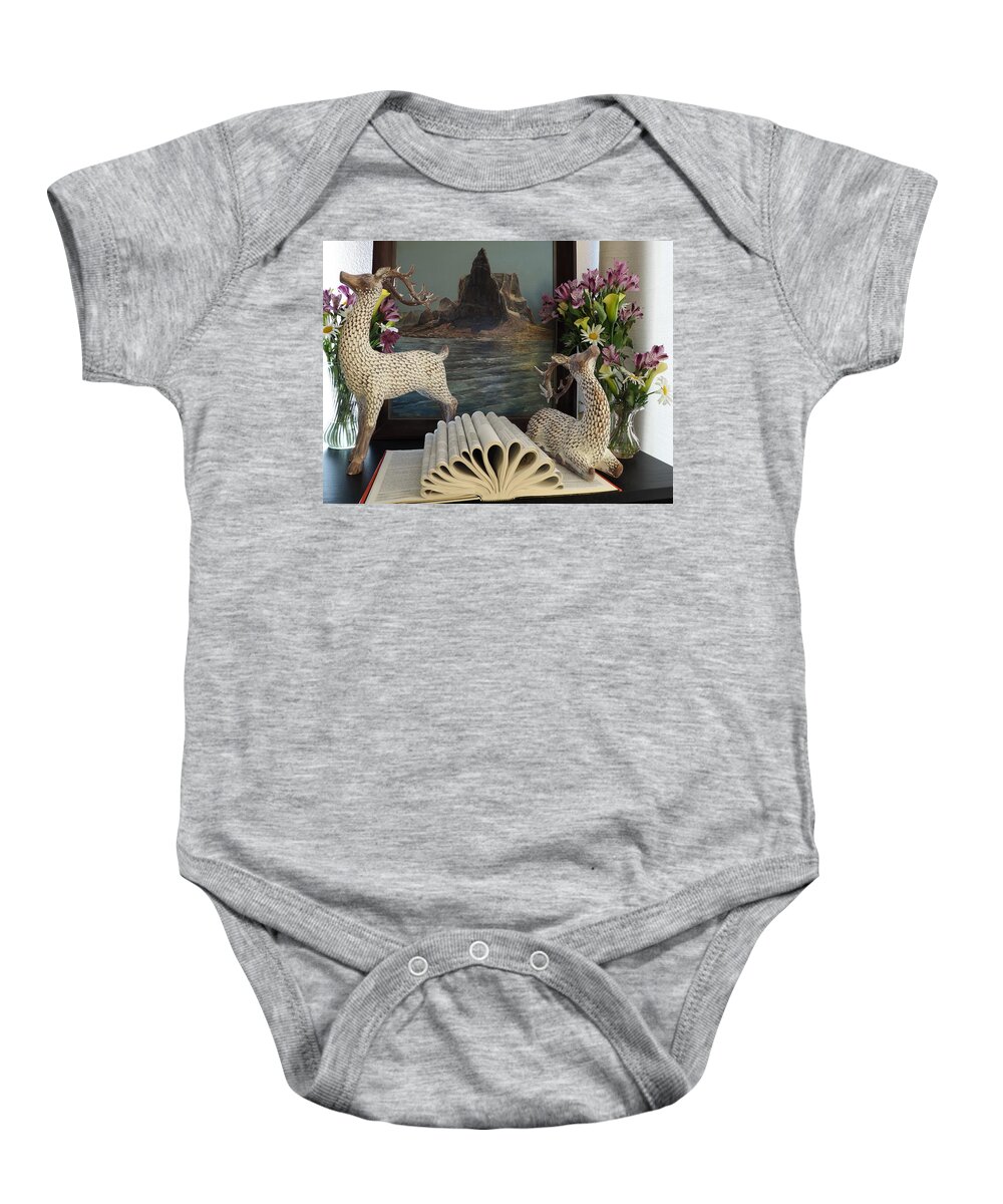 Still Life Baby Onesie featuring the photograph Thirsty Deer by Richard Thomas