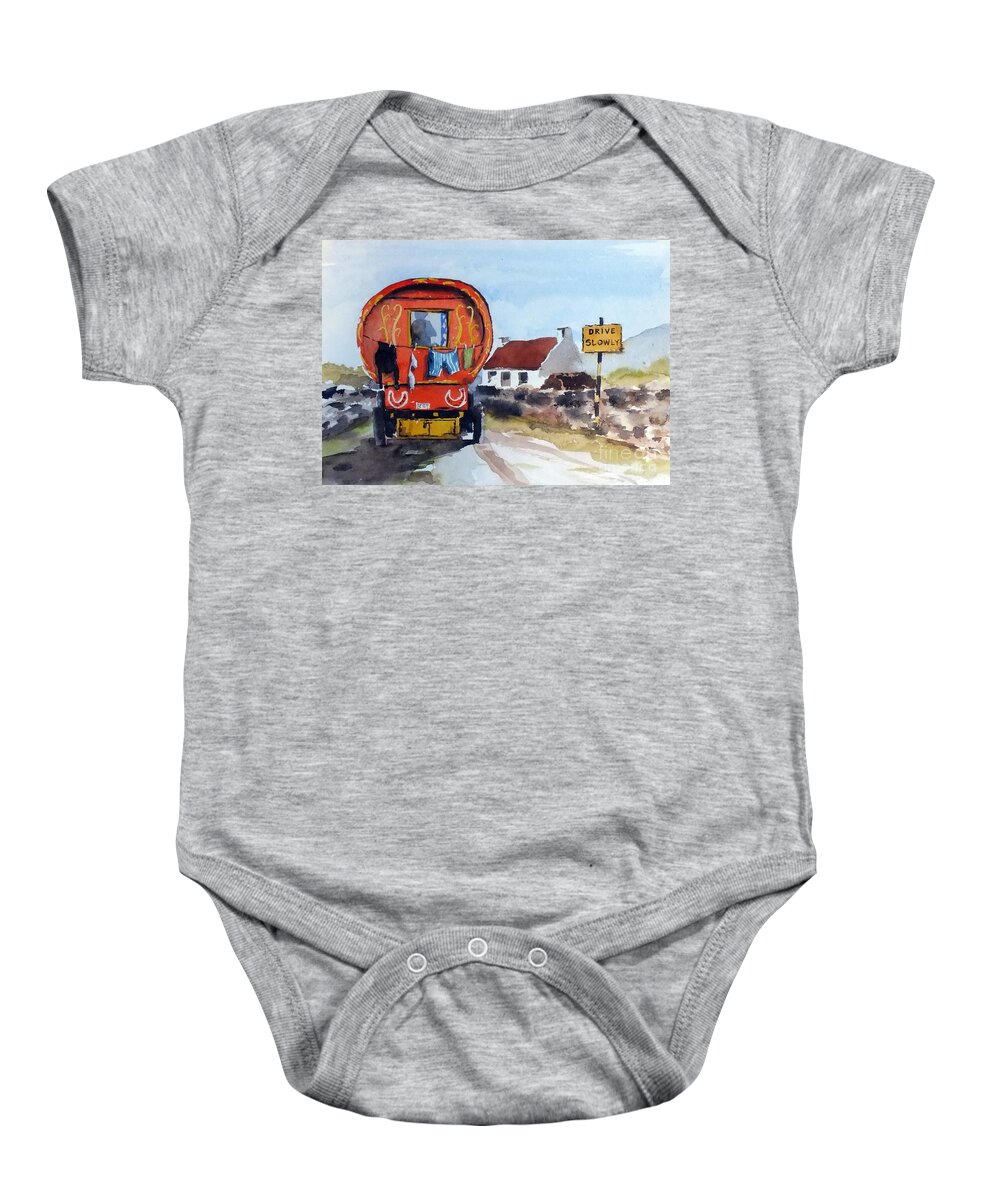 Ireland Baby Onesie featuring the painting Whats your hurry ? by Val Byrne