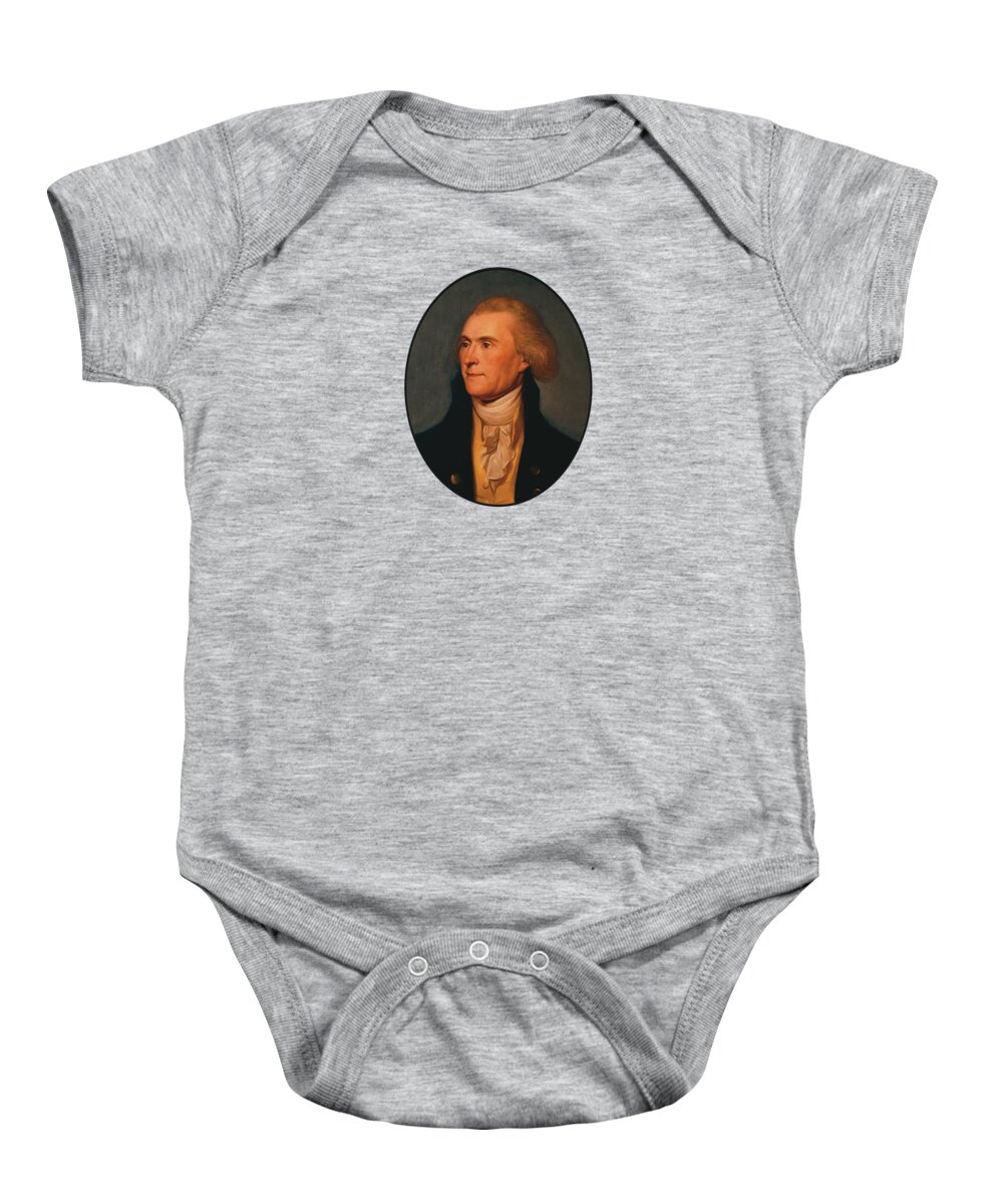 Thomas Jefferson Baby Onesie featuring the painting Thomas Jefferson by War Is Hell Store