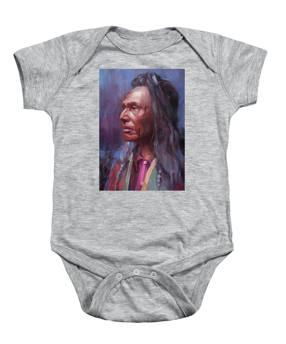 Indian Baby Onesie featuring the painting Three Eagles by Steve Henderson