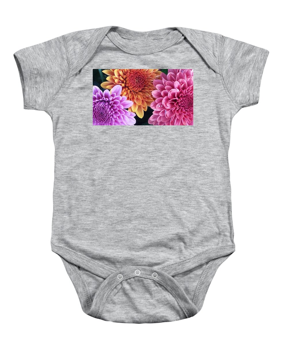 Asters Floral Flowers Pastel  Baby Onesie featuring the photograph Three sisters by Jimmy Chuck Smith