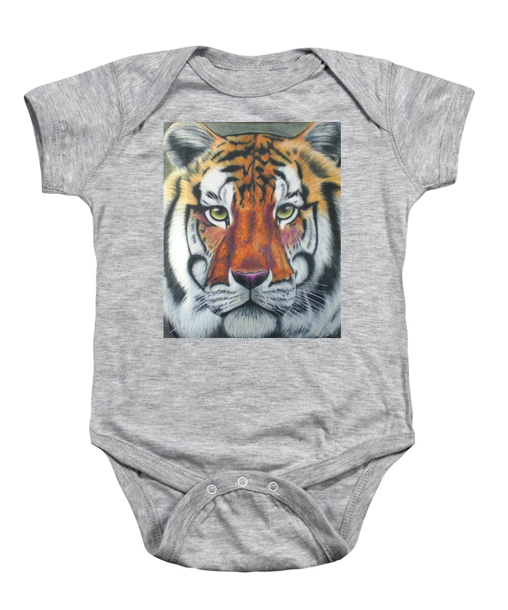 Tiger Baby Onesie featuring the drawing Tiger by Scarlett Royale
