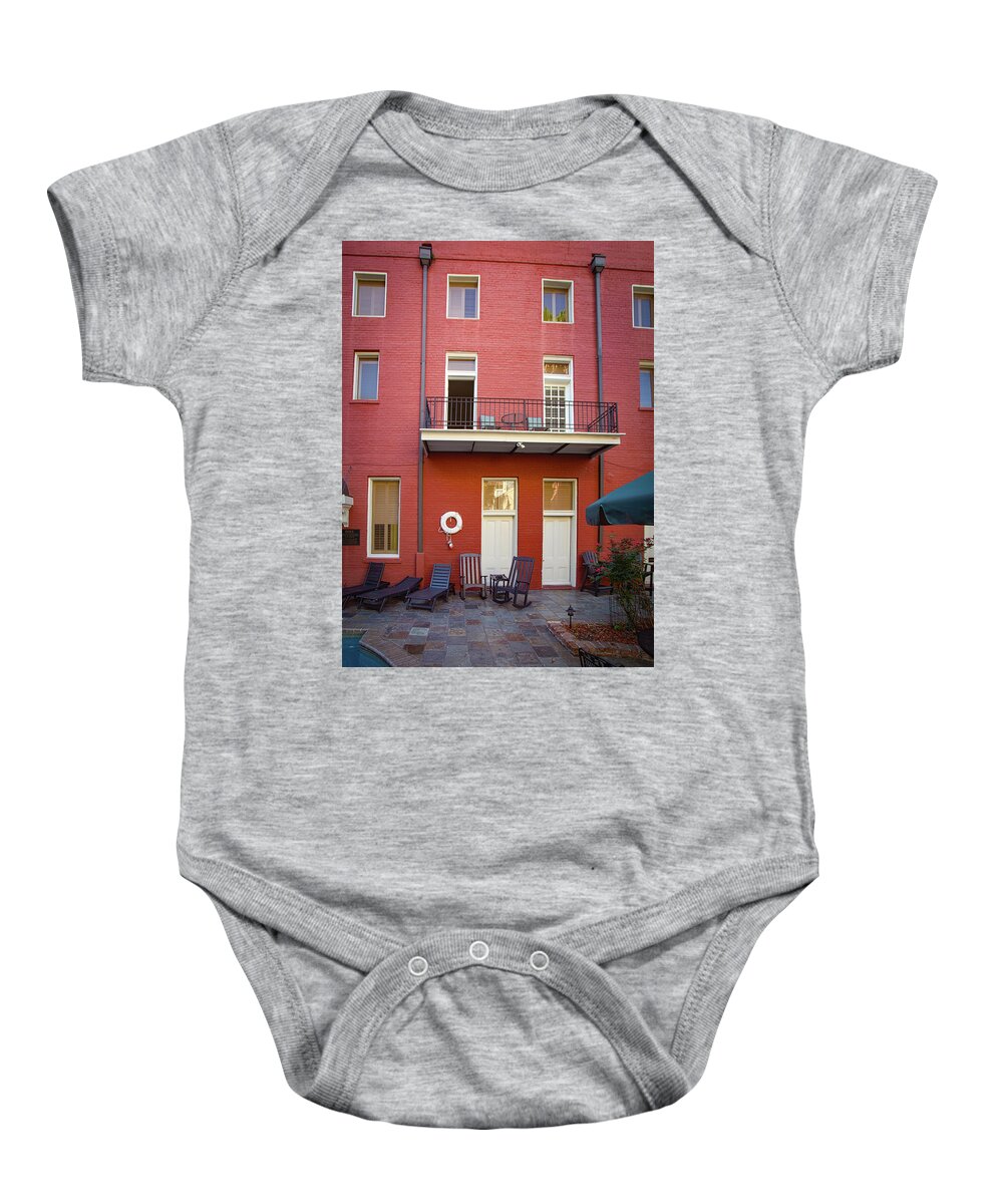 Time Share Baby Onesie featuring the photograph Timeshare Balcony by Jeff Kurtz