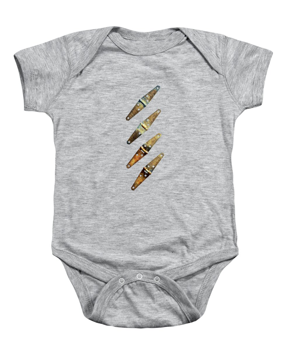 Art Baby Onesie featuring the photograph Tools On Wood 45 BW by YoPedro
