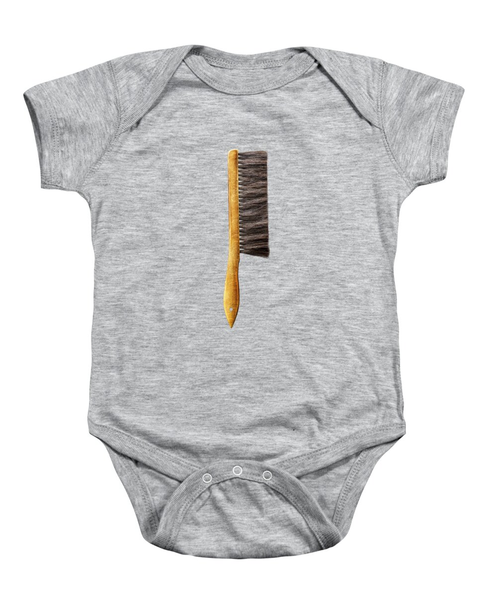 Art Baby Onesie featuring the photograph Tools On Wood 52 on BW by YoPedro