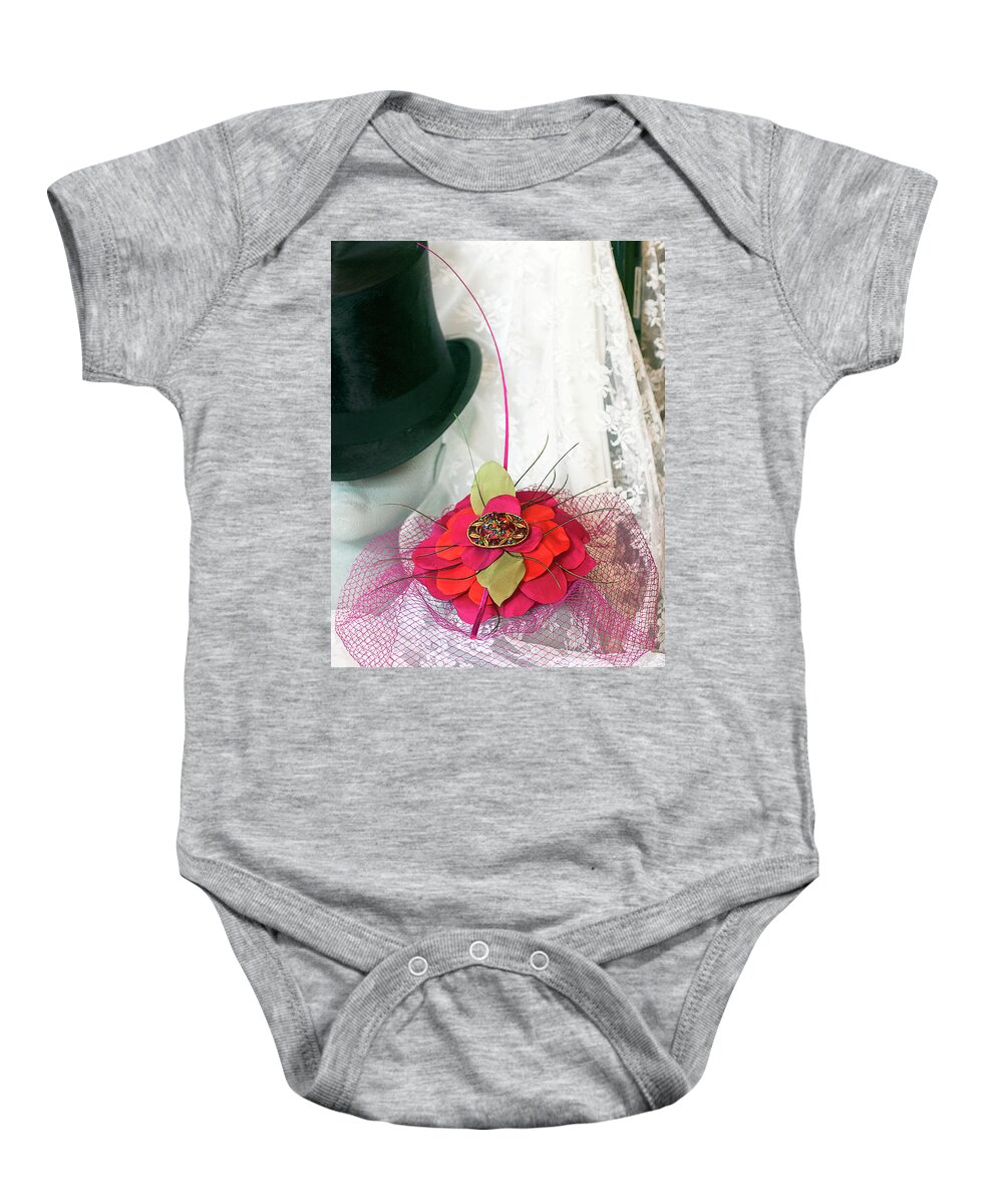Top Hat Baby Onesie featuring the photograph Top Hat and Veils by Terri Waters