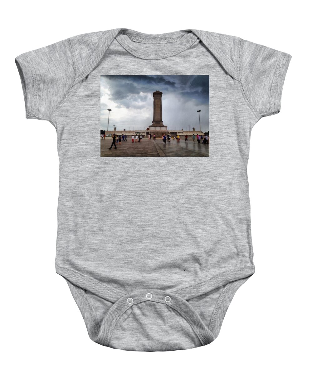 China Baby Onesie featuring the photograph Tower in Tiananmen Square in Beijing by Ashish Agarwal