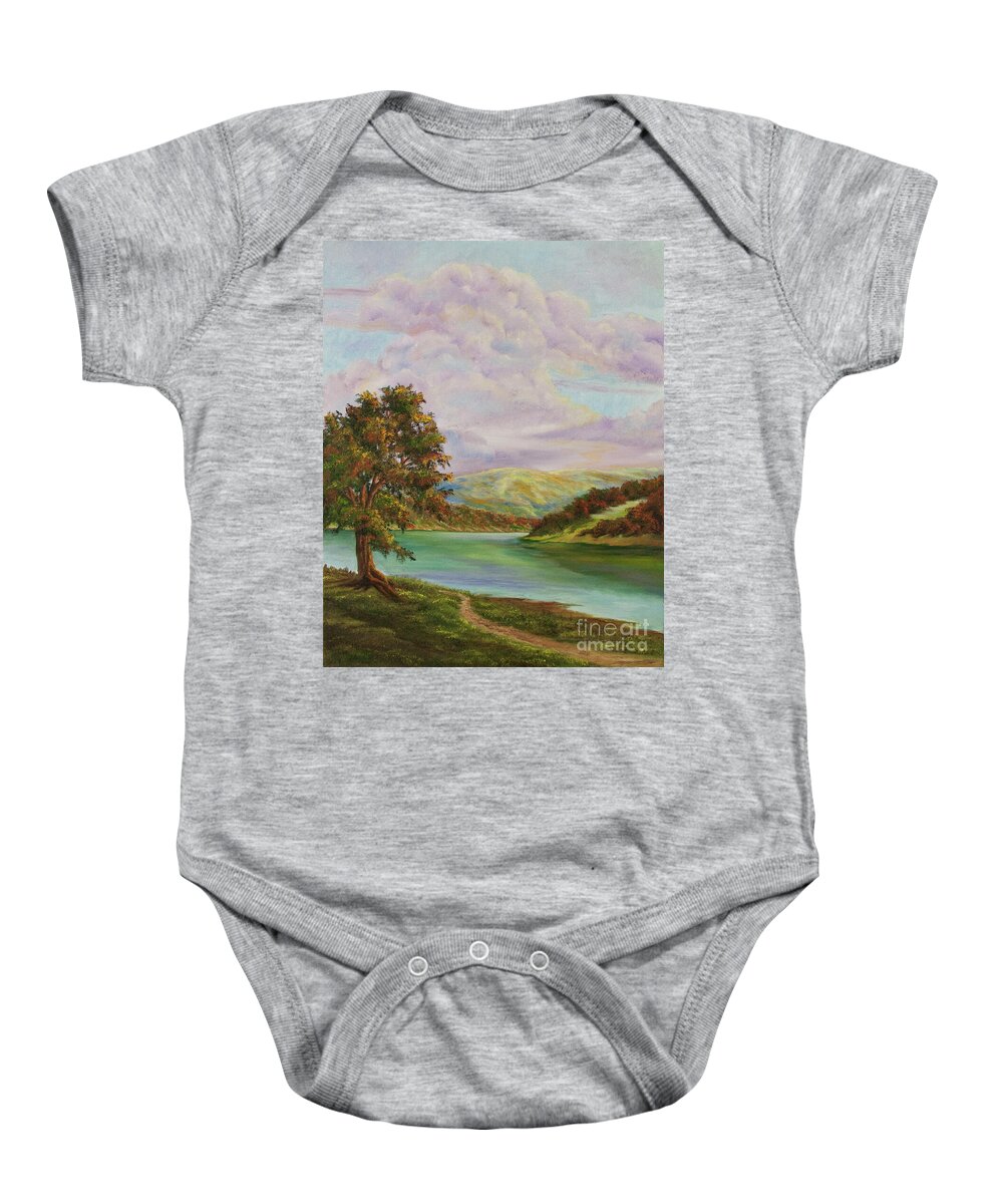 Country Landscape Painting Baby Onesie featuring the painting Tranquility by Charlotte Blanchard
