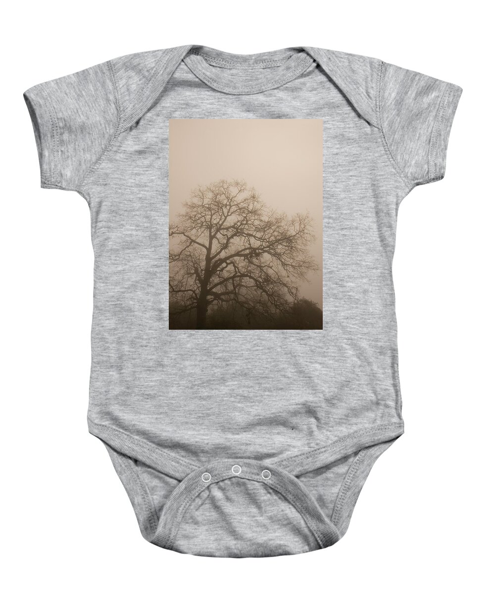 Bark Baby Onesie featuring the photograph Tree in Fog by Darryl Brooks
