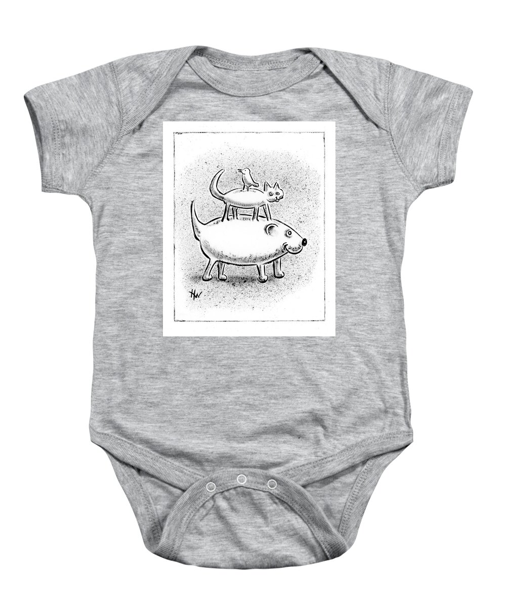 Black Baby Onesie featuring the painting Trio by Holly Wood