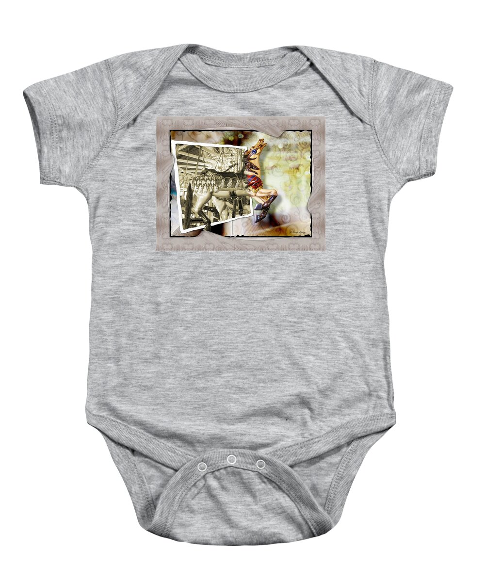 Carousel Horses Baby Onesie featuring the photograph Triumph by Susan Kinney
